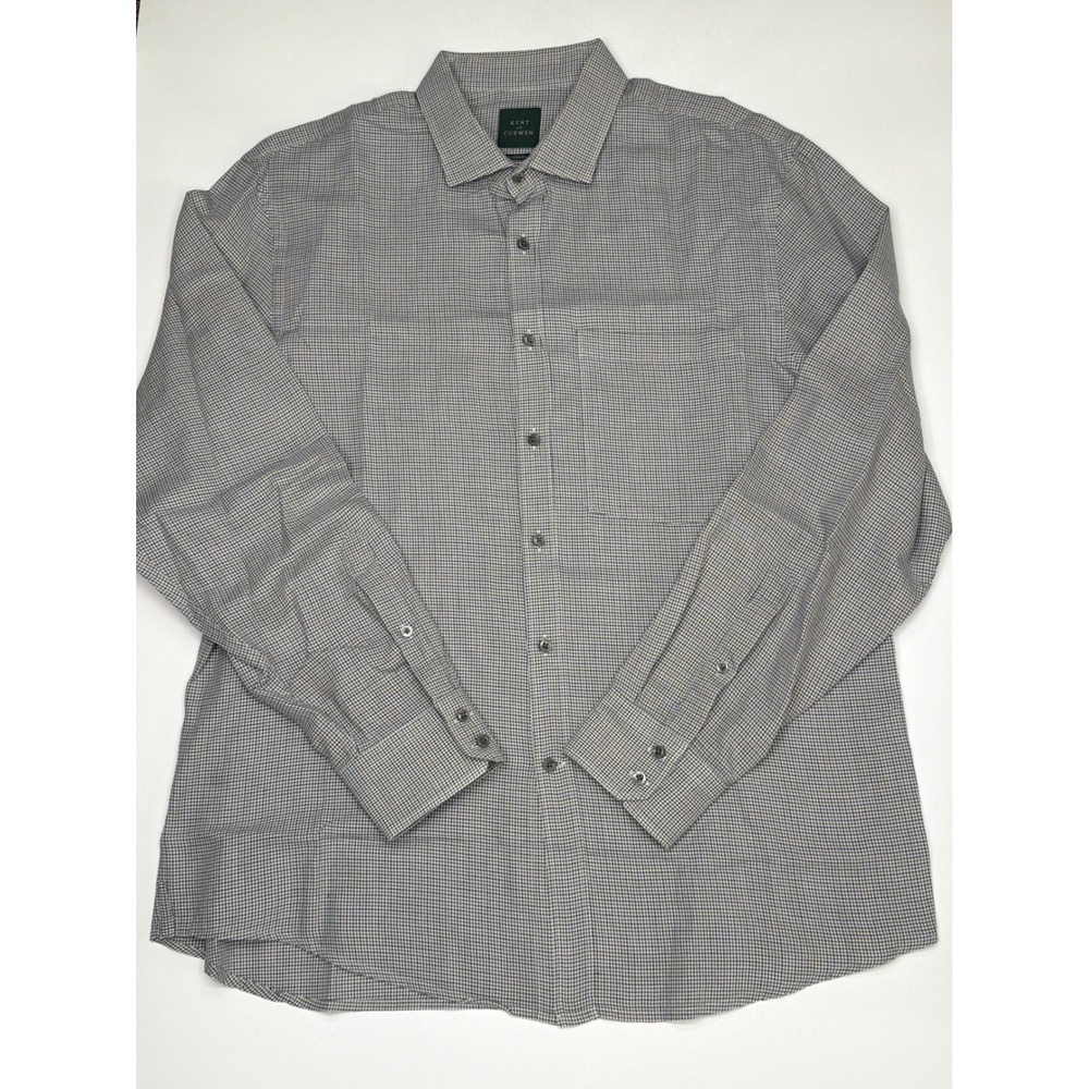 Kent And Curwen Men's Classic‎ Fit Gingham Dress Shirt Casual Long Sleeve XXL